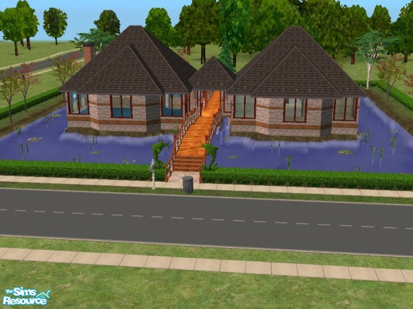 Sims 2 — Bridgeway Home by Shadowhawk96 — A home that is not only surrounded by water, but divided in half by water and a