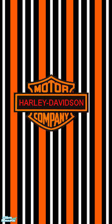 Sims 2 — TL-Biker Wall 3 Color Stripe HDLogo by TabbyLou — Three color striped with Harley Logo Wallpaper in Set #1.
