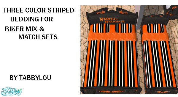 Sims 2 — TL-Biker Bedding 3 Color Stripe by TabbyLou — 3 Color striped bedding ONLY. TSRAA Member. I live about 10 miles
