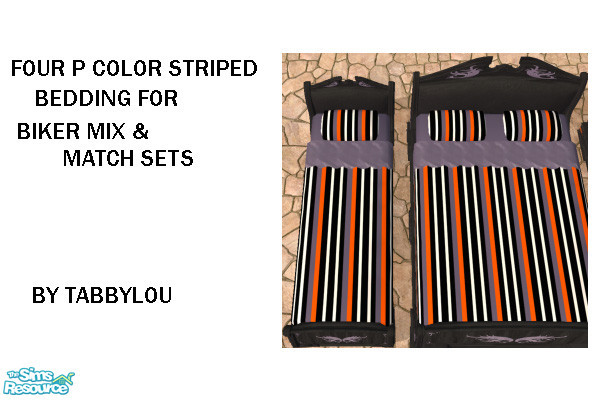 Sims 2 — TL-Biker Bedding 4P Color Stripes by TabbyLou — Four Color with purple bedding ONLY. TSRAA Member. I live about