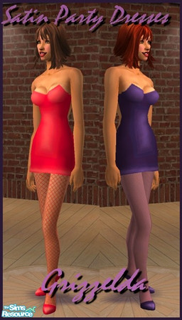 Sims 2 — Satin Party Dresses by Grizzelda — These party dresses are perfect for a night on the town! Red or purple? Why