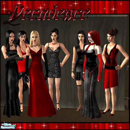 Sims 2 — Decadence by nablanabla — A set of seven lucious cocktail gowns.