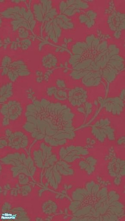 Sims 2 — Orsini by Annabelle0114 — A flamboyant large scale floral trail in metallic gold on a raspberry pink background.