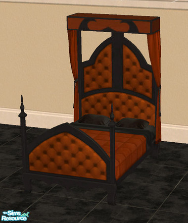 Sims 2 — Gothic Bedroom Set in Orange & Black - Bed by starstrucsims — Orange and black bed in the Gothic Bedroom set