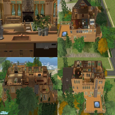 Sims 2 — Lakeside Cabin, Furnished 5X4 Beach lot by cpyle822 — A beautiful log cabin perfect for a vacation or home lot.
