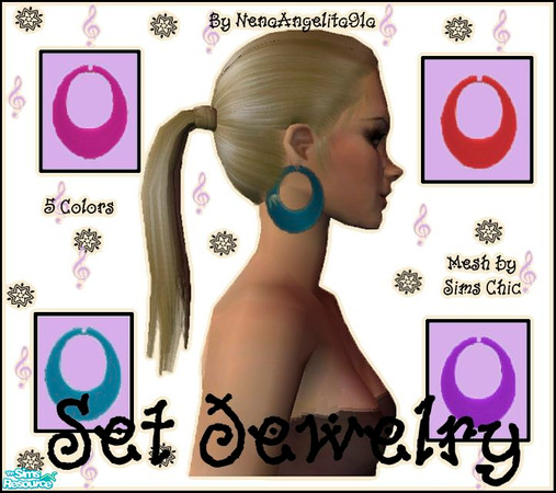 Sims 2 — Set Jewelry by NenaAngelita91a — This set have 4 earrings. You need the mesh by Sims Chic. You can find this