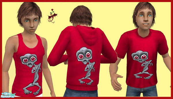 Sims 2 — Naked Alien! by cariadbach — A fun set for teen males . Includes underwear , T shirt with jeans and a warm