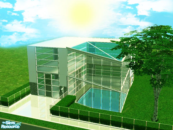 Sims 2 — Modern House 38 by kissme87 — Modern House with a pool . Size of the house is 2x2 and cost 24,107 $ . Fence by