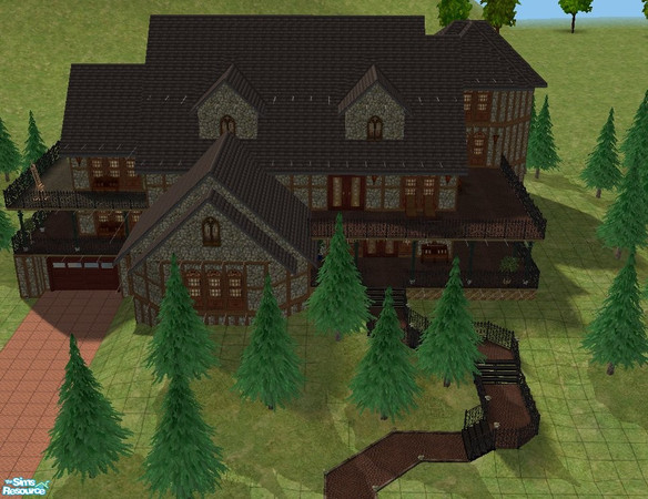 Sims 2 — Darke Mansion by Goldy_Bear — Mysterious three bedroom mansion located in a pine forest on the outskirts of