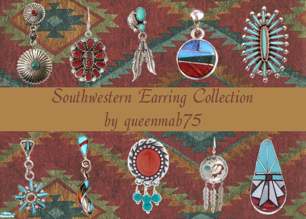 Sims 2 — Southwestern Earring Collection by queenmab75 — Southwestern earrings for your Sims!