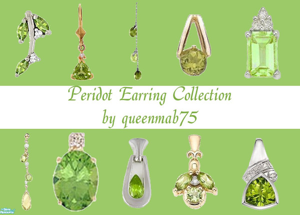 Sims 2 — Peridot Earring Collection by queenmab75 — Peridot earrings for your Sims!