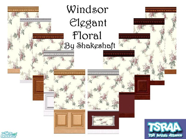 Sims 2 — Windsor Elegant Floral by TSR Archive — A set of 10 floral walls. ** TSRAA Member **