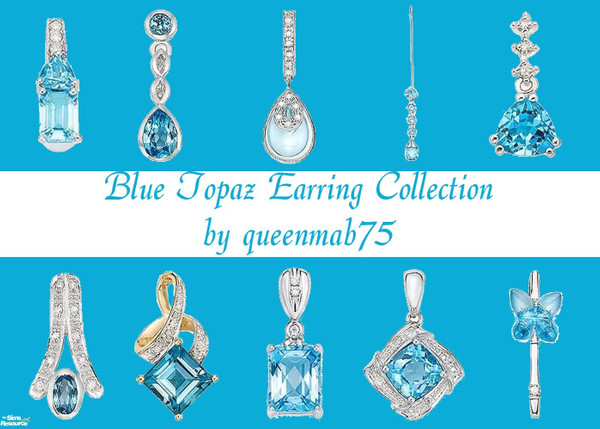 Sims 2 — Blue Topaz Earring Collection by queenmab75 — Blue topaz earrings for your Sims!