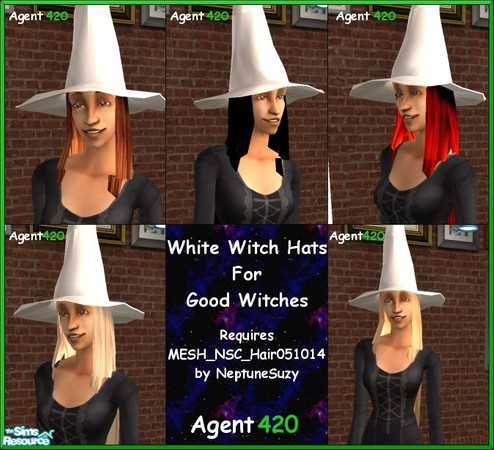 Sims 2 — Good Witch Hats by Agent420 — Some hats for the Good Witches out there that don't want to be seen in black. Nice