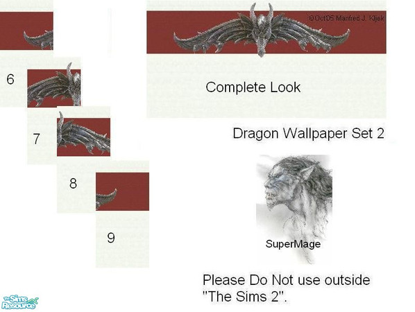 Sims 2 — Dragon Wallpaper Set 2 by SuperMage — This Wallpaper is perfect for a Middle Age Theme, also perfect with