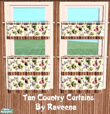 Sims 2 — Tan Flower Cafe Curtains by Raveena — Part of the Tan Flower Dining set.