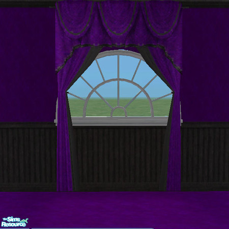 Sims 2 — Midnight Dreams Curtains by auracyan — Purple and black curtains with pewter curtain tabs are the perfect