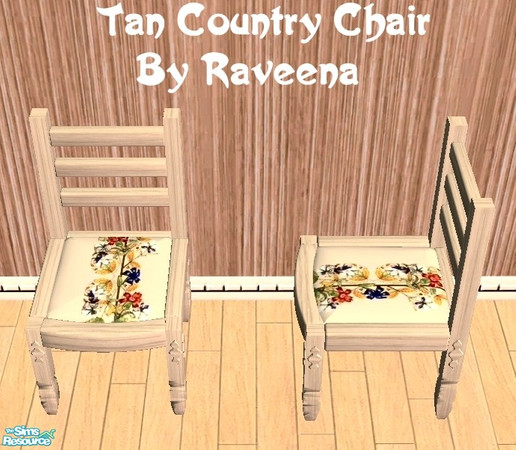 Sims 2 — Tan Flower Dining Chair by Raveena — Part of the Tan Flower Dining set. You need Dincer's mesh for this object