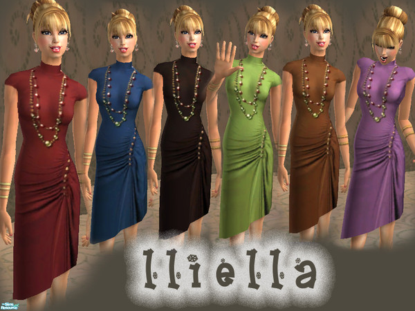 Sims 2 — Jersey Ruched Dress Set by lliella — Matte jersey dress fits like second skin, with flattering ruched front and