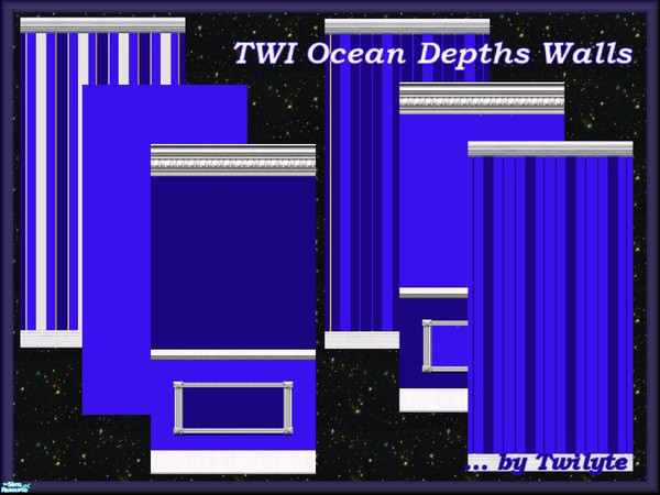 Sims 2 — TWI Ocean Depths Walls Set by Twilyte — Here is a set of paint and wallpaper walls to co-ordinate with the Maxis