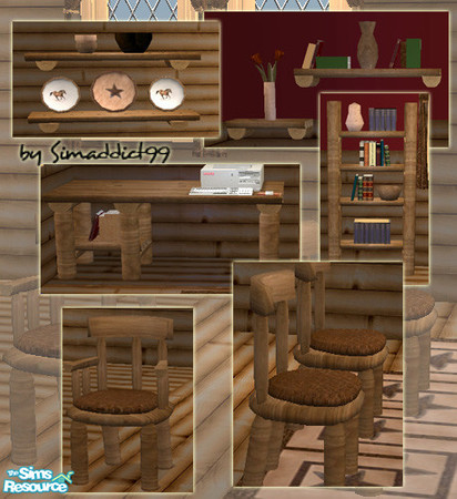Sims 2 — W. Leather - Dining Chair Wood by Simaddict99 — This file will recolor the dining chairs, dish shelf, bookcase,