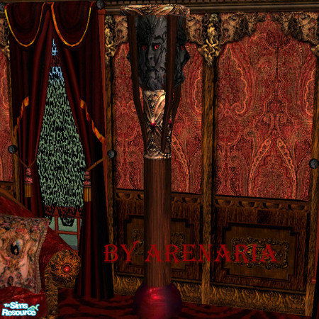 Sims 2 — Vampire Column by arenaria — Gargoyle crown,heavy carved woodwork, aged and old. By Arenaria