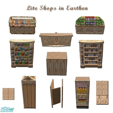 Sims 2 — Lite Shopz Earthen by iwubu — Brighter and more whimsical than the average shop, this set is ready to go with a