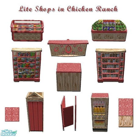 Sims 2 — Lite Shopz Chicken Ranch by iwubu — Brighter and more whimsical than the average shop, this set is ready to go