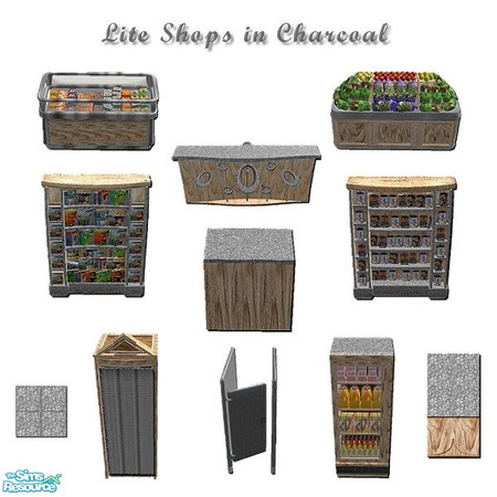 Sims 2 — Lite Shopz Charcoal by iwubu — Brighter and more whimsical than the average shop, this set is ready to go with a