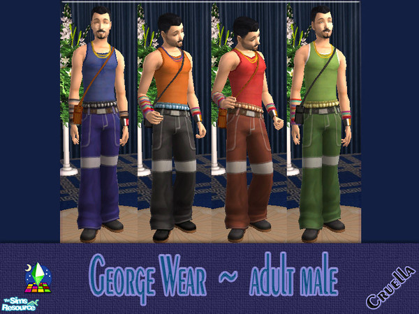 Sims 2 — am_GeorgeWear by Cruella — Add more nightlife outfits to your adult Sims wardrobe.
