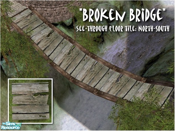 Sims 2 — Broken Bridge (North-South) Tile by Cyclonesue — North-South facing split wood floor tile. IMPORTANT! These