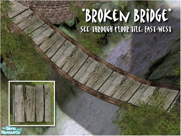 Sims 2 — Broken Bridge Tile (East-West) by Cyclonesue — East-West facing split wood floor tile. IMPORTANT! These tiles