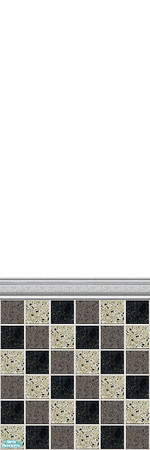 Sims 2 — Lunar Pearl Half by Lorah — Semi-futuristic tiles and carpet in black, grey and cream.