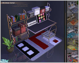 Sims 2 — IRA Study Corner by Sunair — 1 mesh set (lightwood) and 5 recolor sets (black, blue, darkwood, nature and