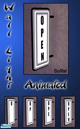 Sims 2 — Wall Light Animated by solfal — Animated Sign. Gives a realistic touch to the city. 