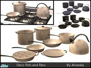 Sims 2 — Deco Pots and Pans by AnoeskaB — A set of decorative pots and pans. Colors: Maxis matching, metalic and black