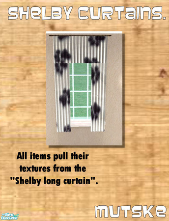 Sims 2 — Shelby Curtains Recolor 42 by Mutske — New curtain set recolors. All items use the texture from the "Shelby