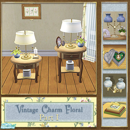 Sims 2 — Vintage Charm Floral - Oval Endtable Recol by Cashcraft — Vintage Charm Floral Part I, features a sunny floral