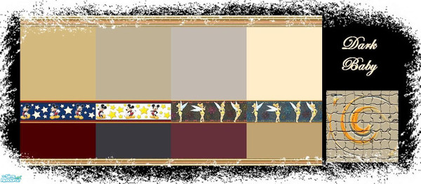 Sims 2 — Dark Baby by Lorah — Decorating toward the darker side? Here's a few Mickey Mouse and Tinkerbell walls for the