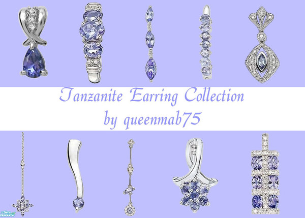 Sims 2 — Tanzanite Earring Collection by queenmab75 — Tanzanite earrings for your Sims!