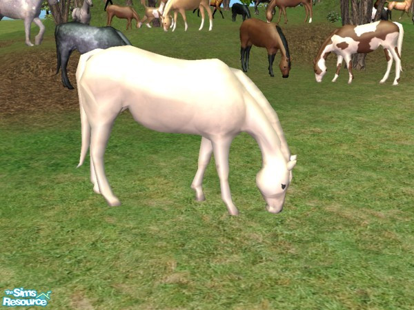 Sims 2 — Grazing Mare Recolor - White by Suiryuue — Grazing mare for your sims farm yard. Base mesh is the brown horse