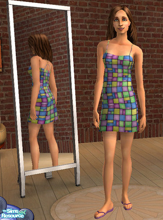 Sims 2 — "Stained Glass" Dress - Purple, etc by jombay — By request ... a colorful sundress for a vibrant Sim