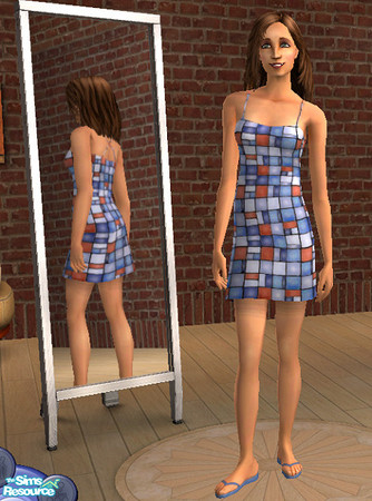Sims 2 — "Stained Glass" Dress - Blue, etc. by jombay — By request ... a colorful sundress for a vibrant Sim