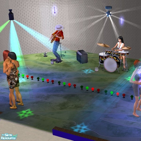 Sims 2 — Animated Christmas Stage Lights by Dr Pixel — Animated Red and Green Stage Lights - each light continously