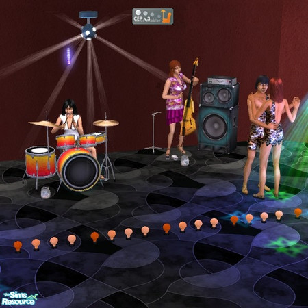 Sims 2 — Animated Orange Stage Lights by Dr Pixel — Sequentially Blinking Orange Stage Lights - the lights blink in a