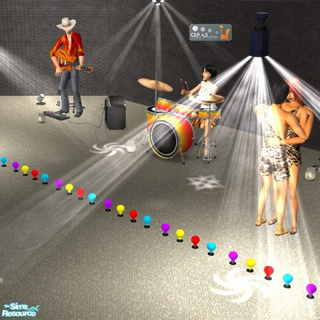 Sims 2 — MultiColored Animated Stage Lights by Dr Pixel — Animated colored Stage Lights - each light cycles through 16