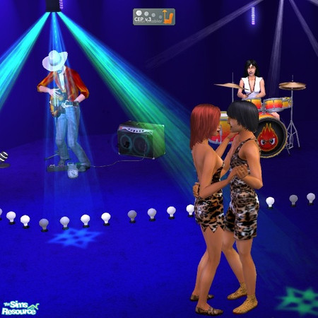 Sims 2 — MESH_Animated White Stage Lights by Dr Pixel — Sequentially Blinking White Stage Lights - the lights blink in a