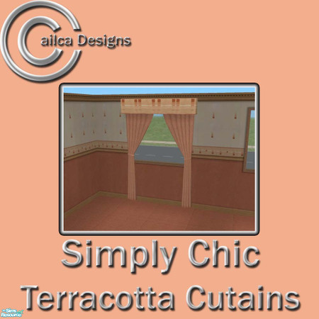 Sims 2 — Simply Chic Terracotta Curtains by Cailca — A living/dining room set that matches my Simply Chic Walls. The