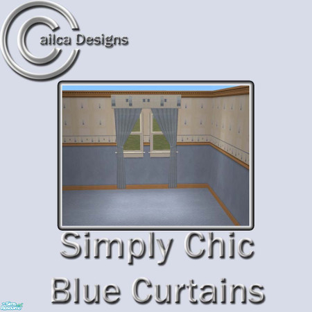 Sims 2 — Simply Chic Blue Curtains by Cailca — A living/dining room set that matches my Simply Chic Walls. The furniture