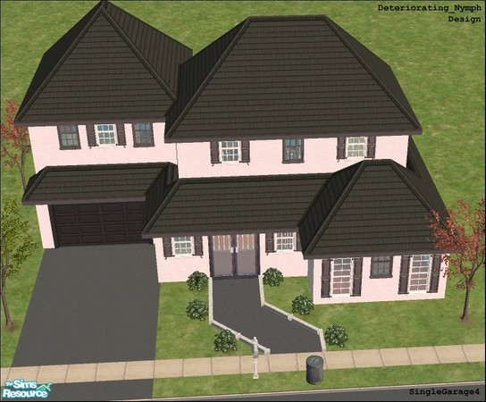 Sims 2 — DN_SingleGarage4 by Deteriorating_Nymph — 2x2 lot. Cutsey little black and white house. I was going to go for